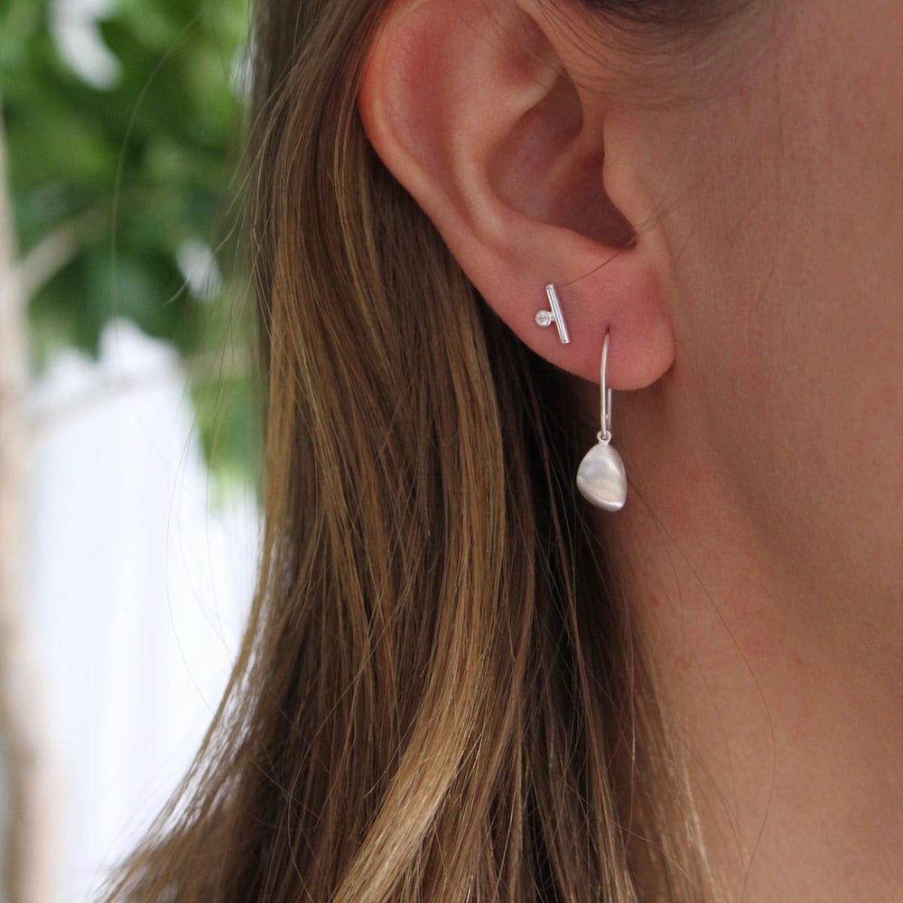 EAR Organic Puffed Drop - Brushed Sterling Silver