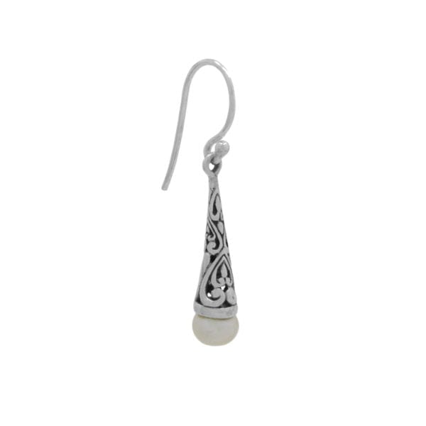 EAR Ornate Conical with Pearl Dangle Earring