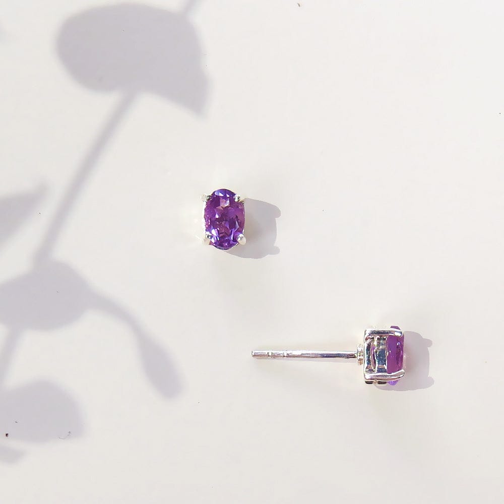 EAR Oval Amethyst Post Earring