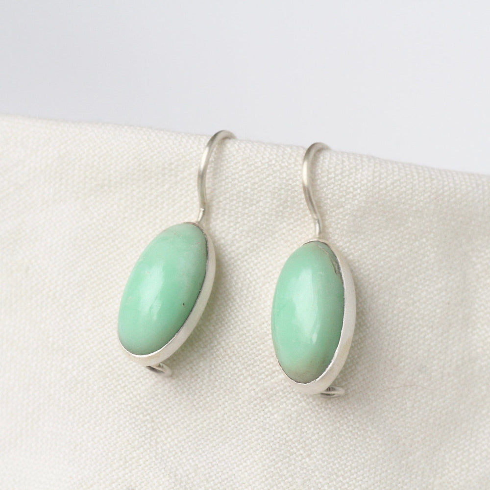 
                      
                        EAR Oval Cabochon Chrysoprase Drop Earrings
                      
                    