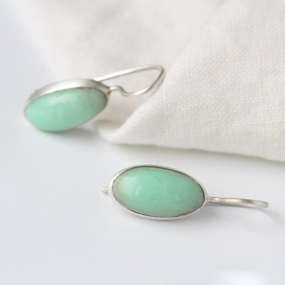 
                      
                        EAR Oval Cabochon Chrysoprase Drop Earrings
                      
                    