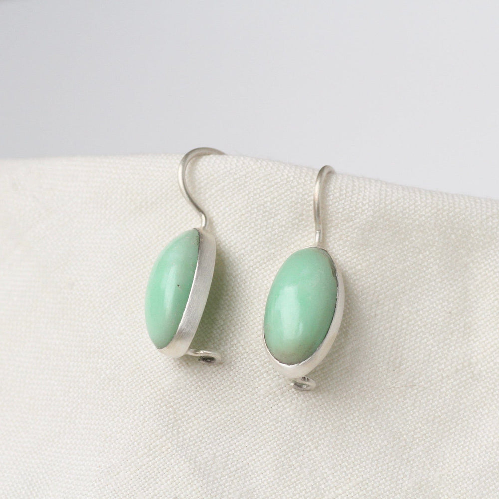 
                      
                        EAR Oval Cabochon Chrysoprase Drop Earrings
                      
                    