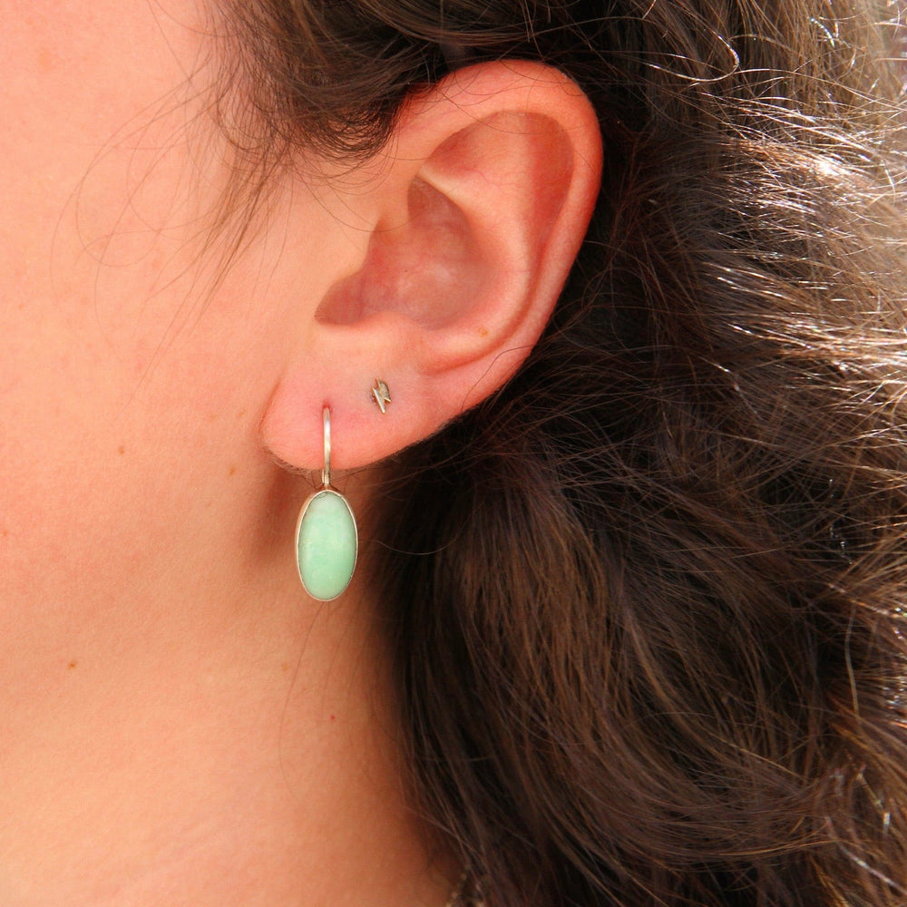 
                      
                        EAR Oval Cabochon Chrysoprase Drop Earrings
                      
                    