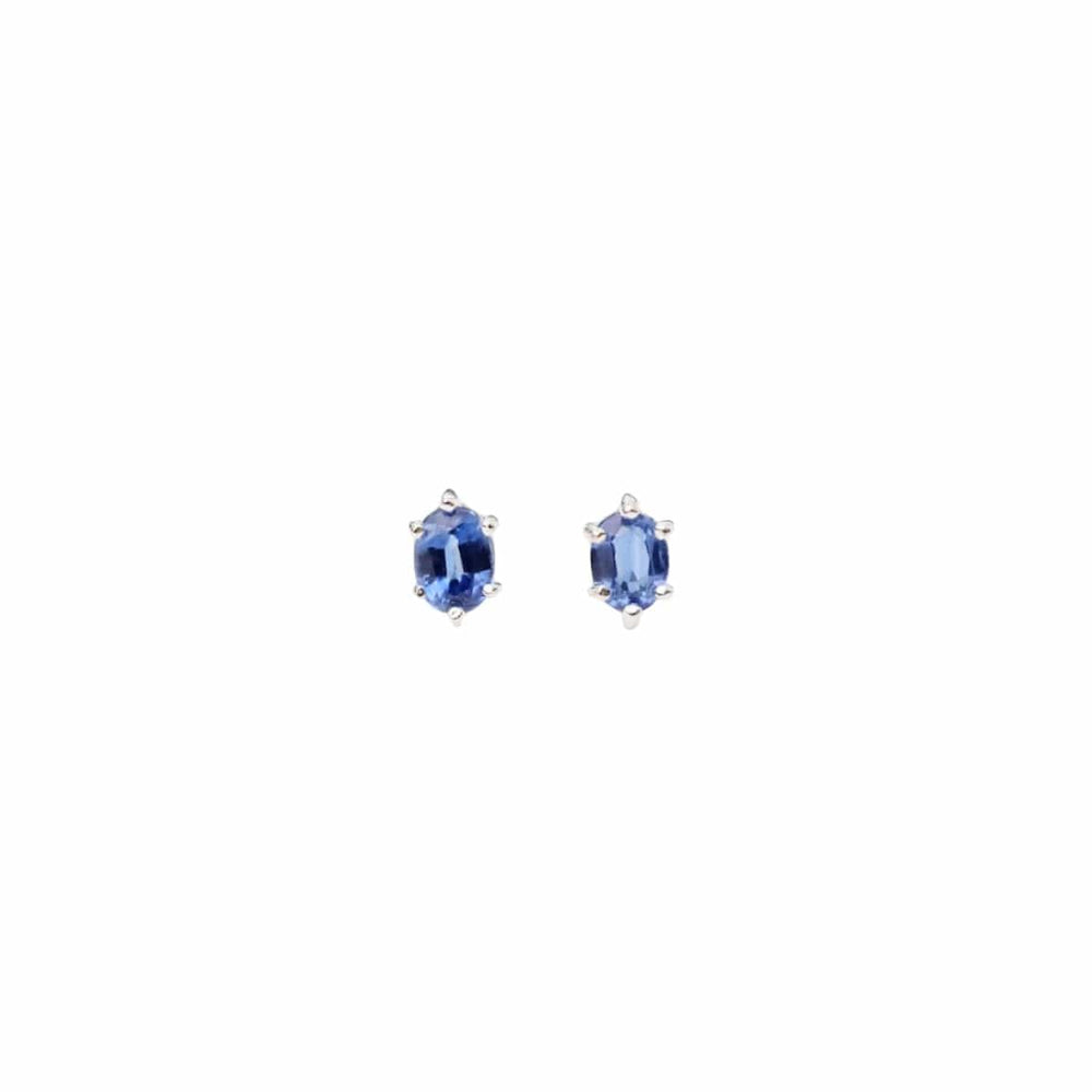 EAR Oval Claw-set Kyanite Studs - Sterling Silver