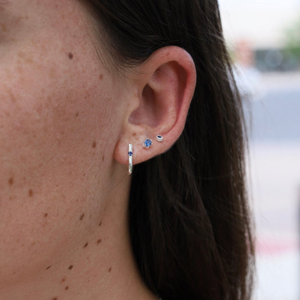 EAR Oval Claw-set Kyanite Studs - Sterling Silver