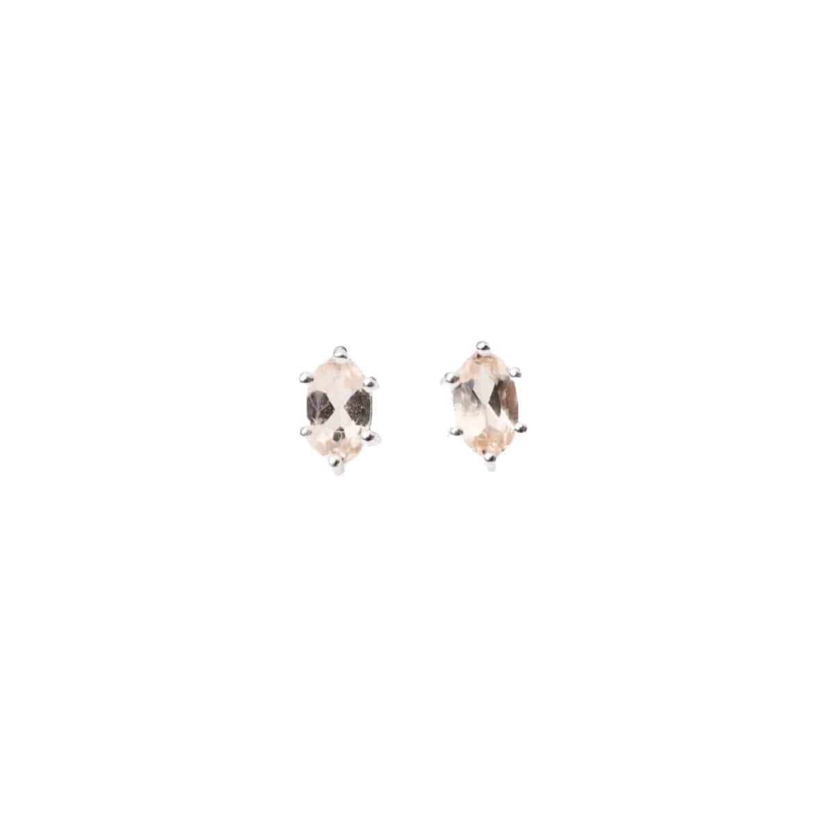 EAR Oval Claw-set Morganite Studs - Sterling Silver