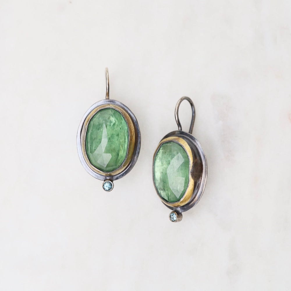 
                      
                        EAR Oval Crescent Rim Drop Earrings with Green Kyanite
                      
                    