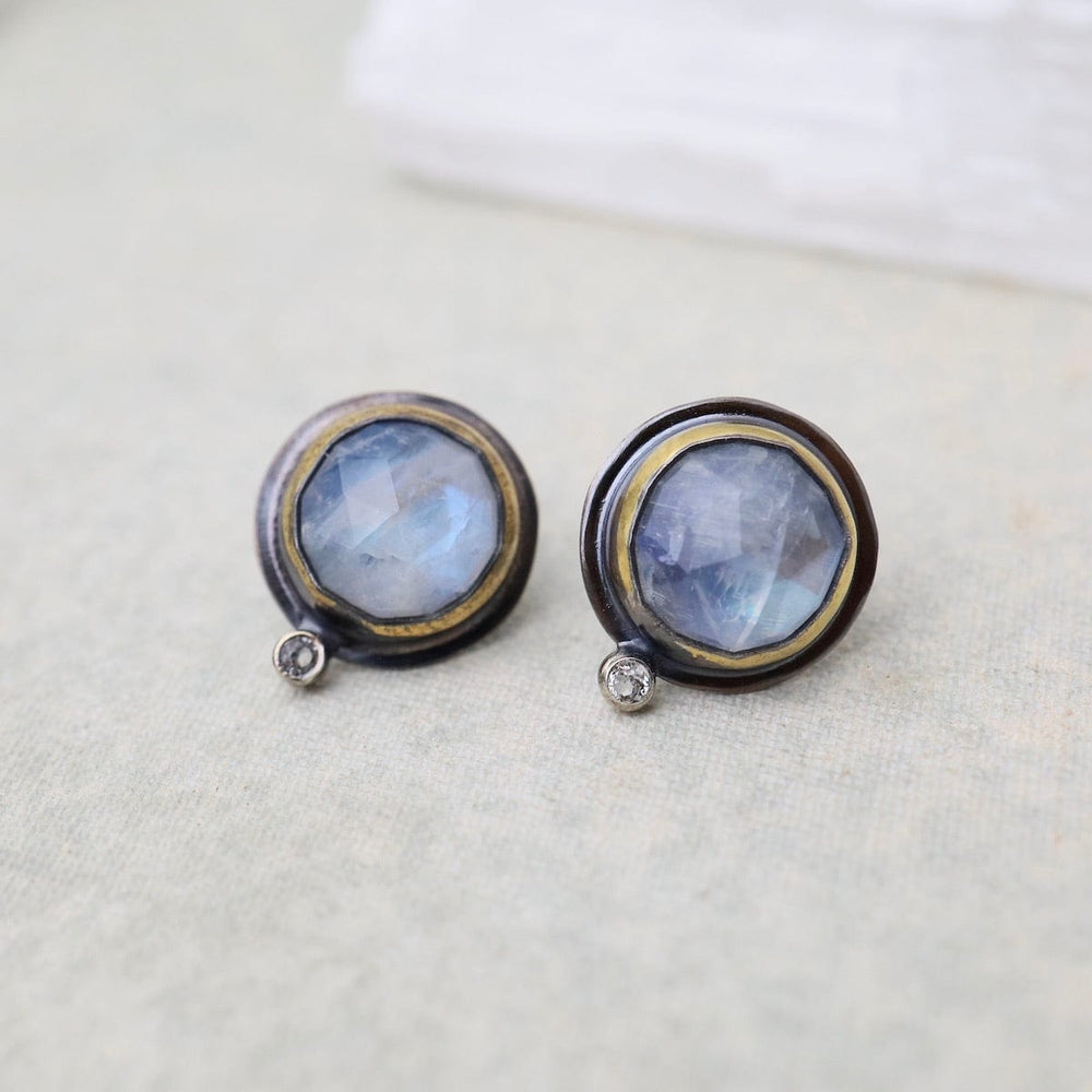 
                      
                        EAR Oval Crescent Rim Post Earrings with Moonstone & White Topaz
                      
                    