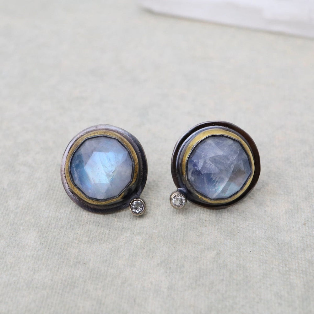 
                      
                        EAR Oval Crescent Rim Post Earrings with Moonstone & White Topaz
                      
                    