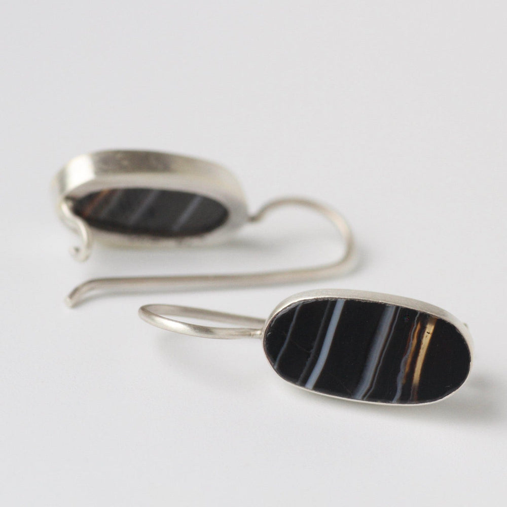 
                      
                        EAR Oval Flat Banded Black Onyx Drop Earrings
                      
                    