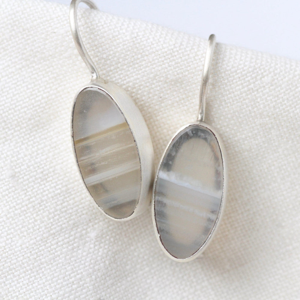 
                      
                        EAR Oval Flat White Agate Drop Earrings
                      
                    