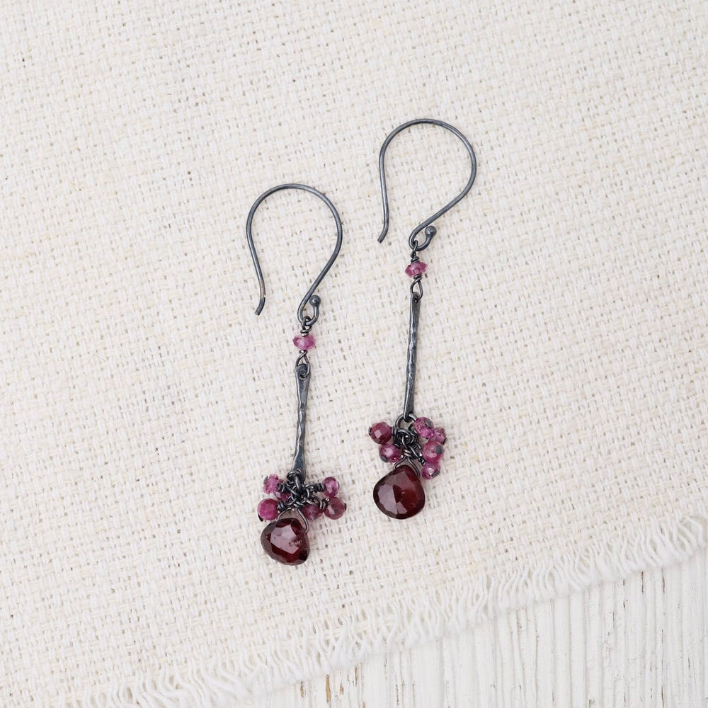 
                      
                        EAR Oxidized Silver Bar Link Earrings in Garnet
                      
                    