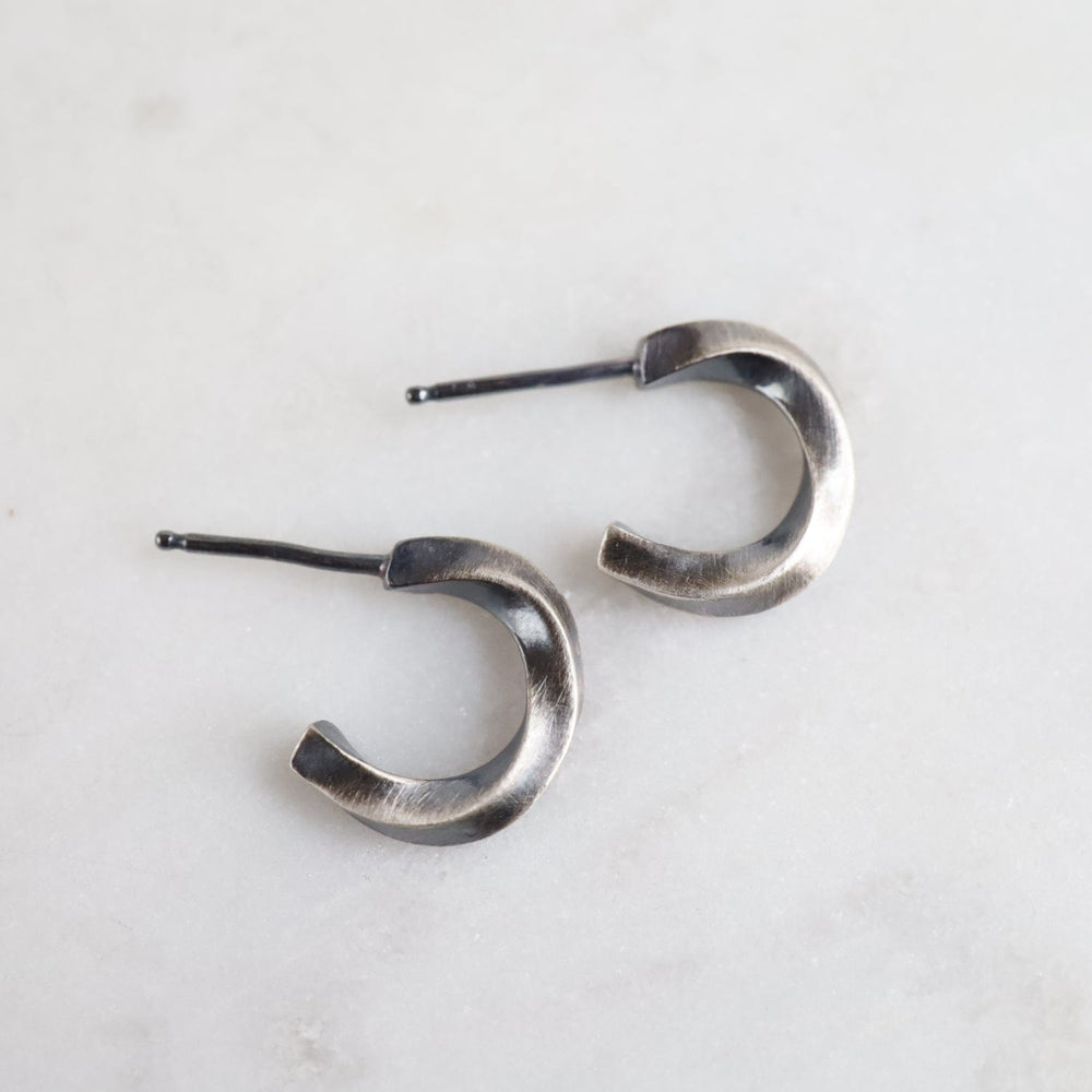 EAR Oxidized Silver Chunky Bias Hoop