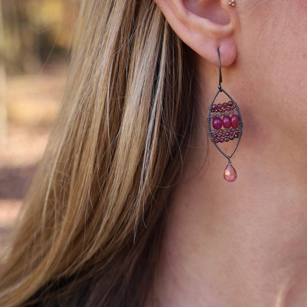 
                      
                        EAR Oxidized Silver Marquis Earrings in Garnet
                      
                    