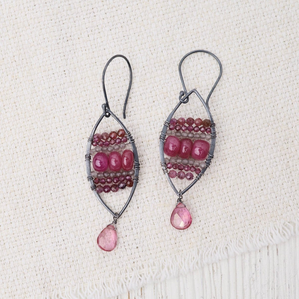 
                      
                        EAR Oxidized Silver Marquis Earrings in Garnet
                      
                    