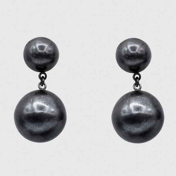 
                      
                        EAR Oxidized Sterling Silver Large Ball Drop Stud Earrings
                      
                    