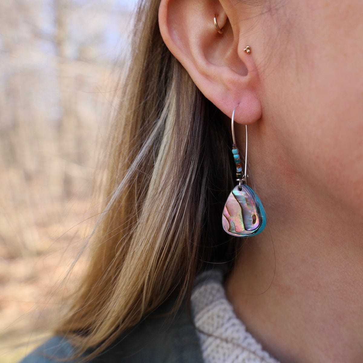 EAR Paua Turquoise Beaded Teardrop Earrings