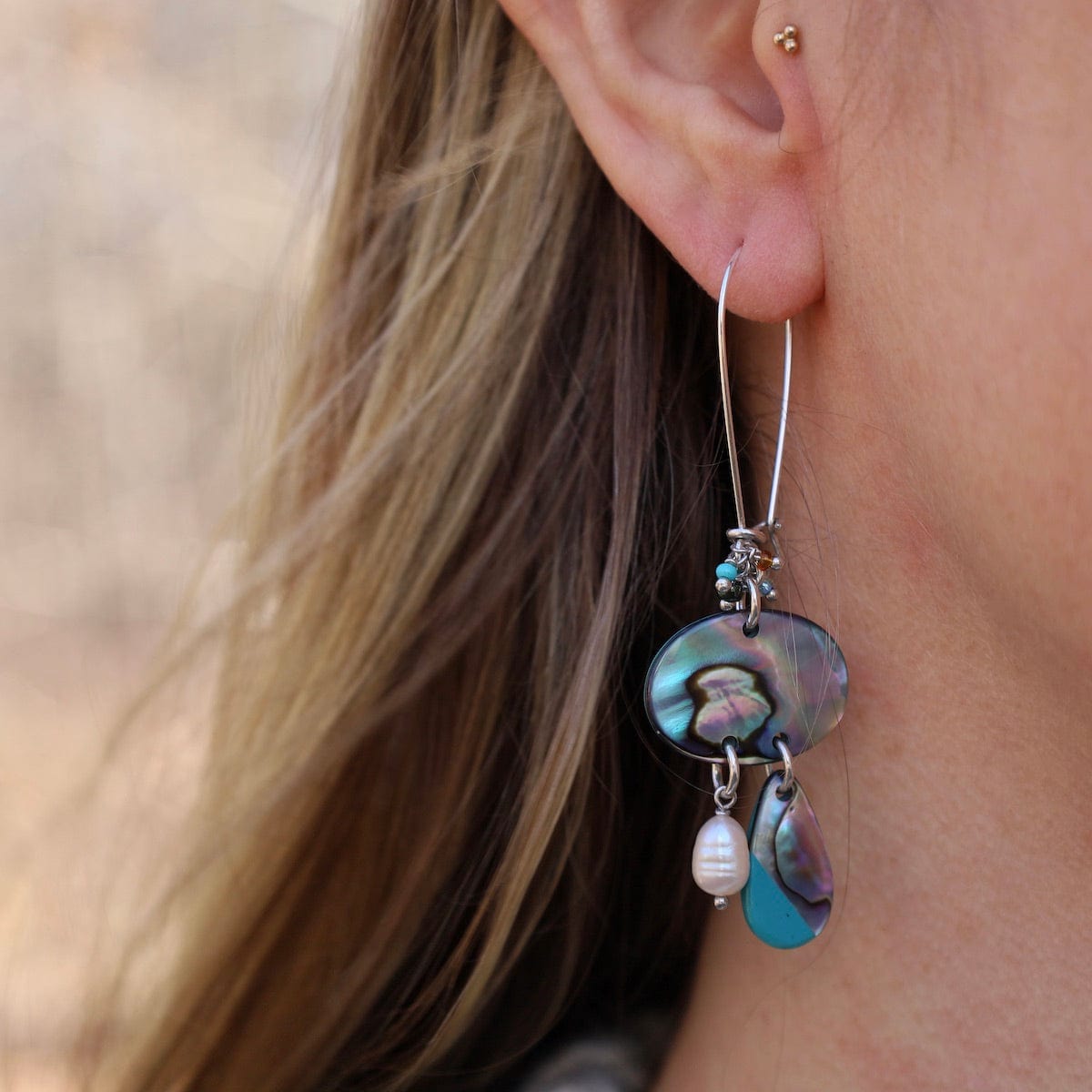 EAR Paua Turquoise Cluster Earrings