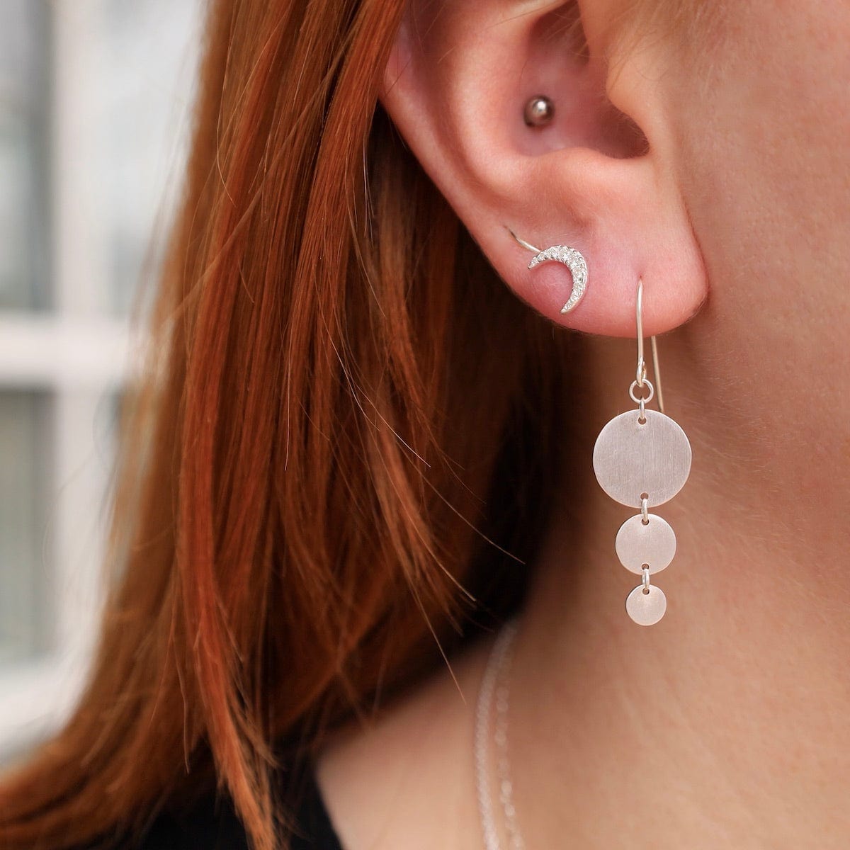 EAR Pavé Crescent Moon Stud Earrings