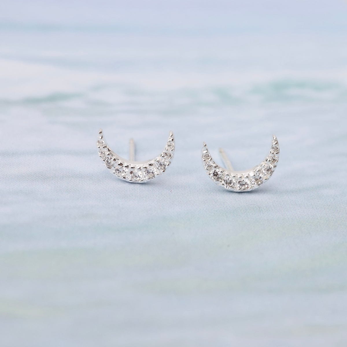 EAR Pavé Crescent Moon Stud Earrings