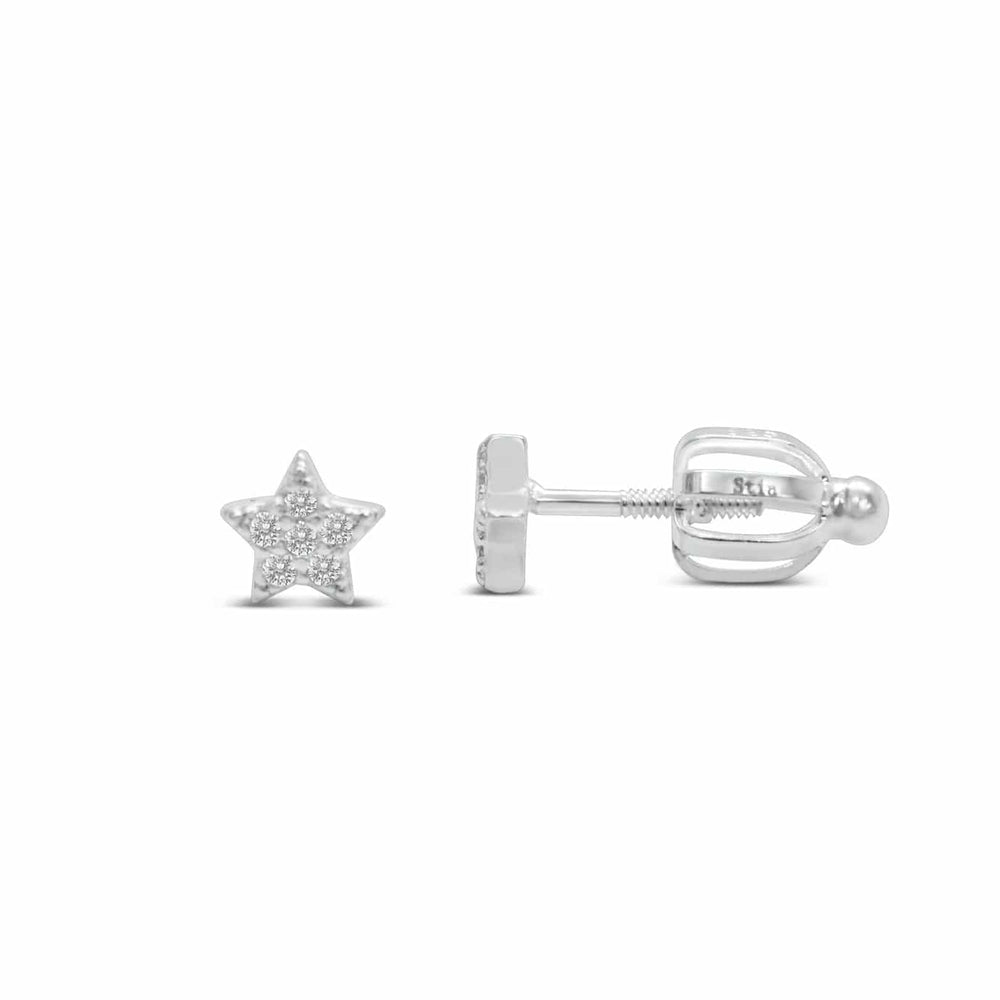 EAR Pave Star Stud Earrings Silver