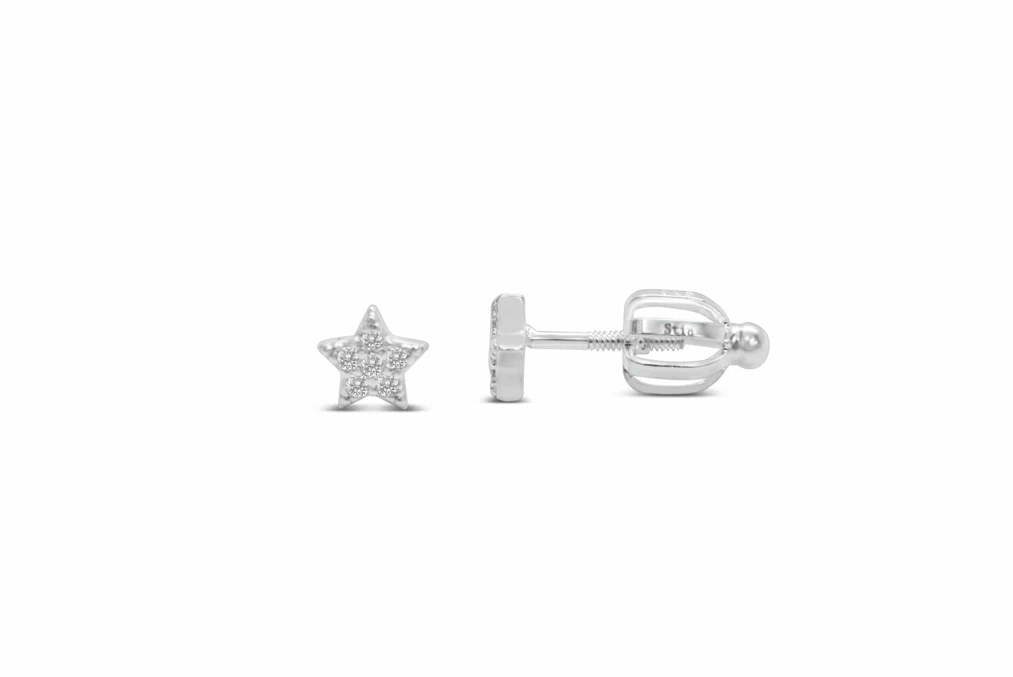 EAR Pave Star Stud Earrings Silver