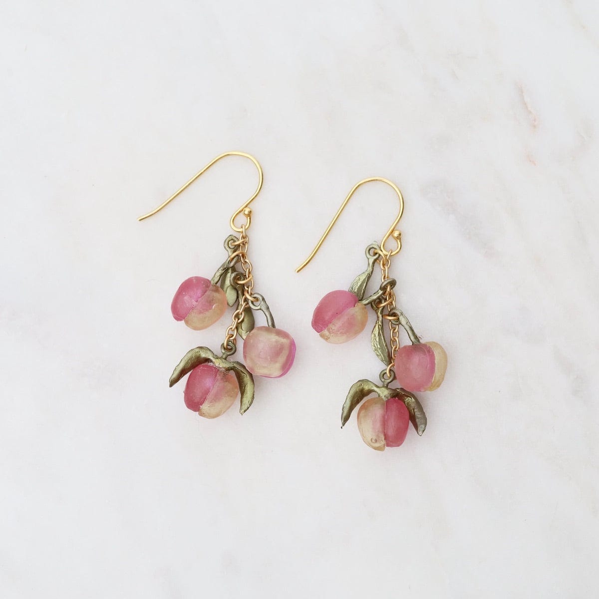 EAR Peach Tree 3 Drop Wire Earrings