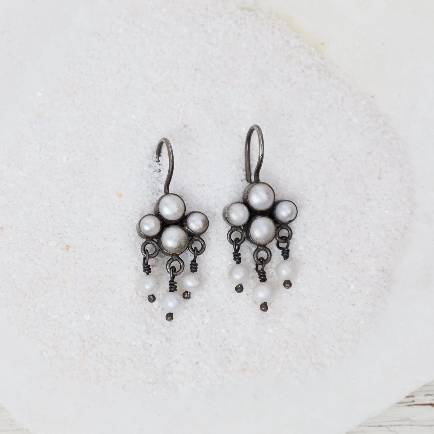EAR Pearl Cluster with Dangles Earrings