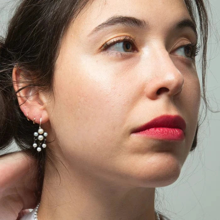 EAR Pearl Cluster with Dangles Earrings