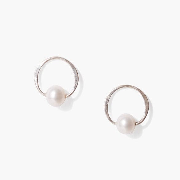 EAR Pearl & Silver Globe Hoops