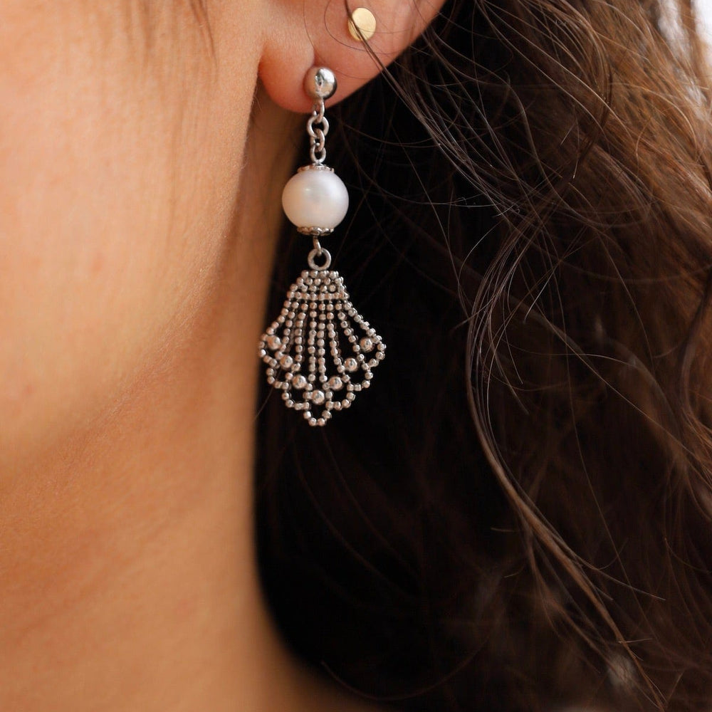 
                      
                        EAR Pearl with Fan Drop Earrings
                      
                    