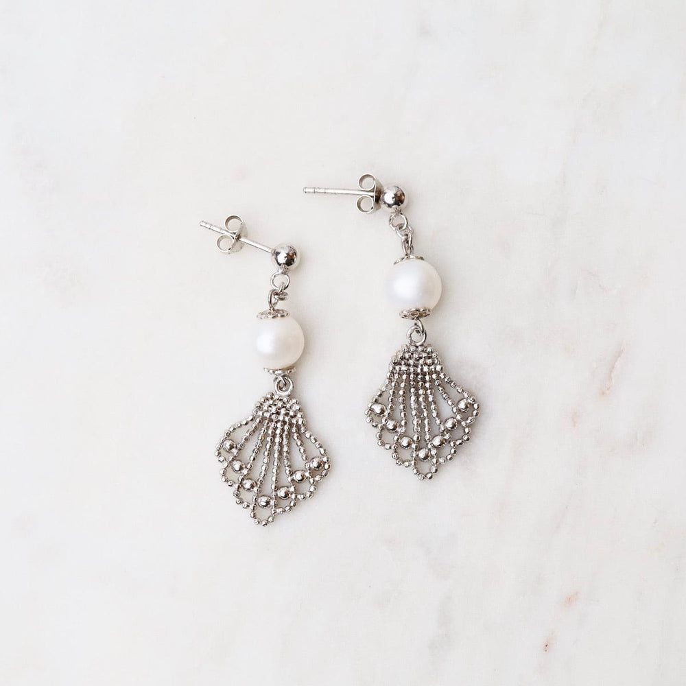 EAR Pearl with Fan Drop Earrings