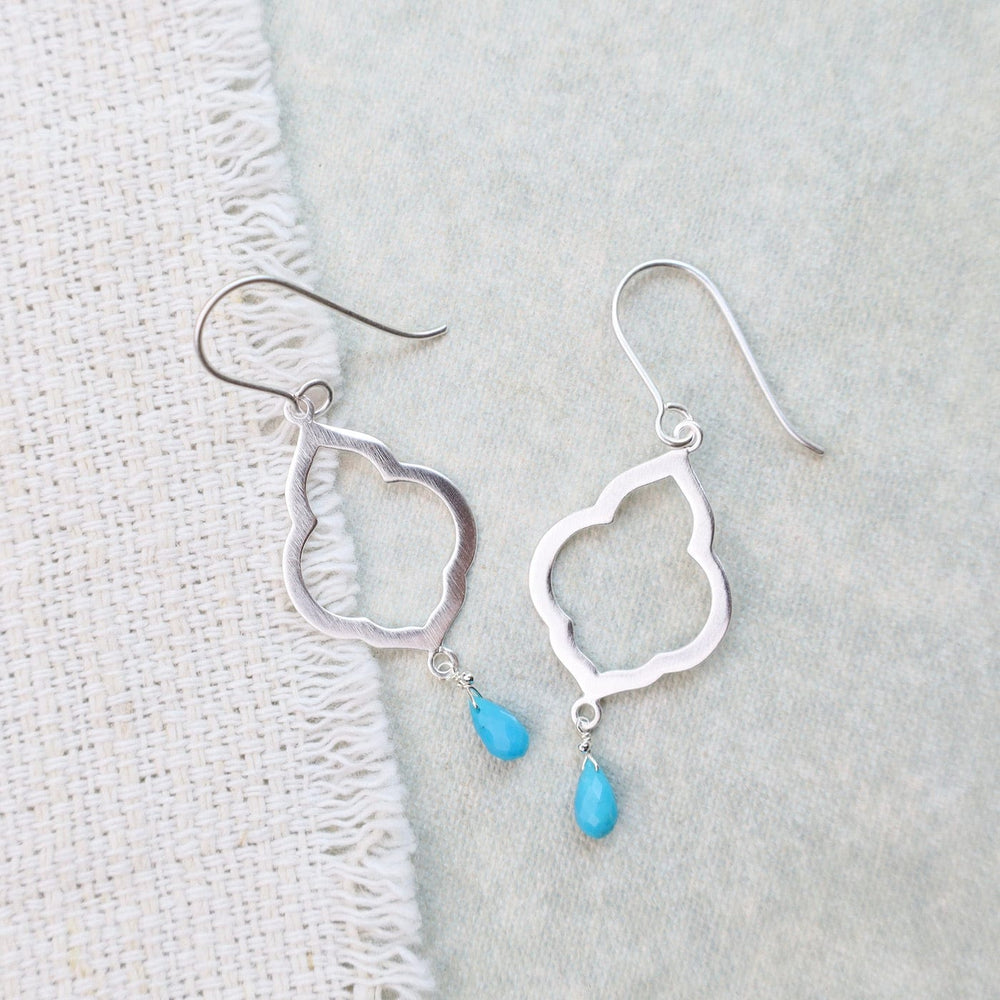 
                  
                    EAR Persian Window Earrings with Tiny Sleeping Beauty Turquoise Drop
                  
                