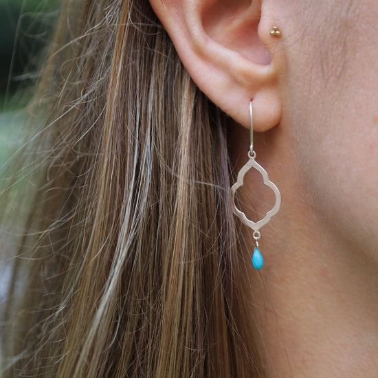 EAR Persian Window Earrings with Tiny Sleeping Beauty Turquoise Drop