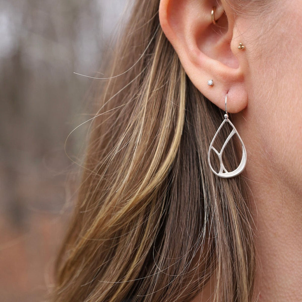 EAR Petite Teardrop with Tree Silhouette Earrings