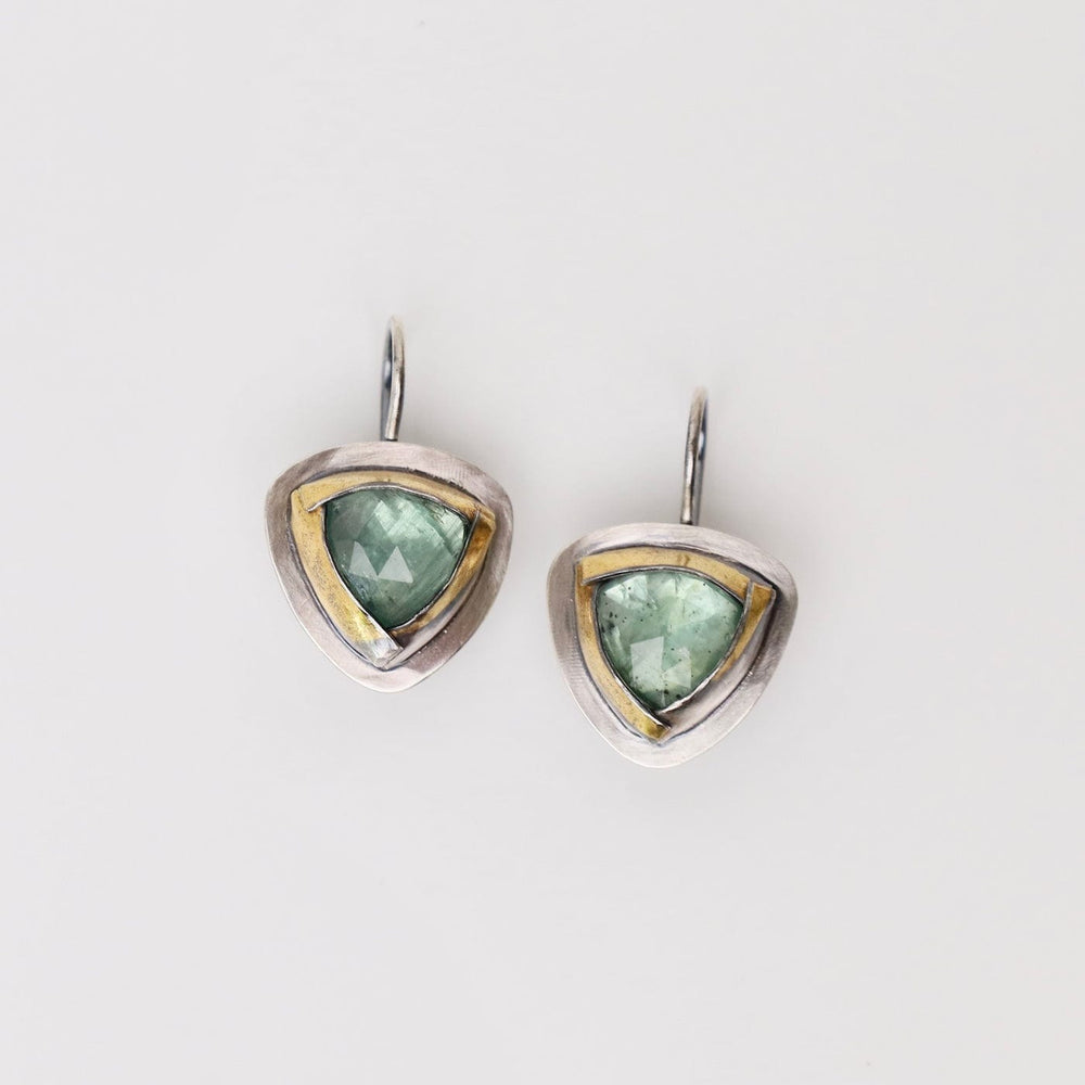 EAR Petite Tri Fold Drop Earrings with Green Kyanite