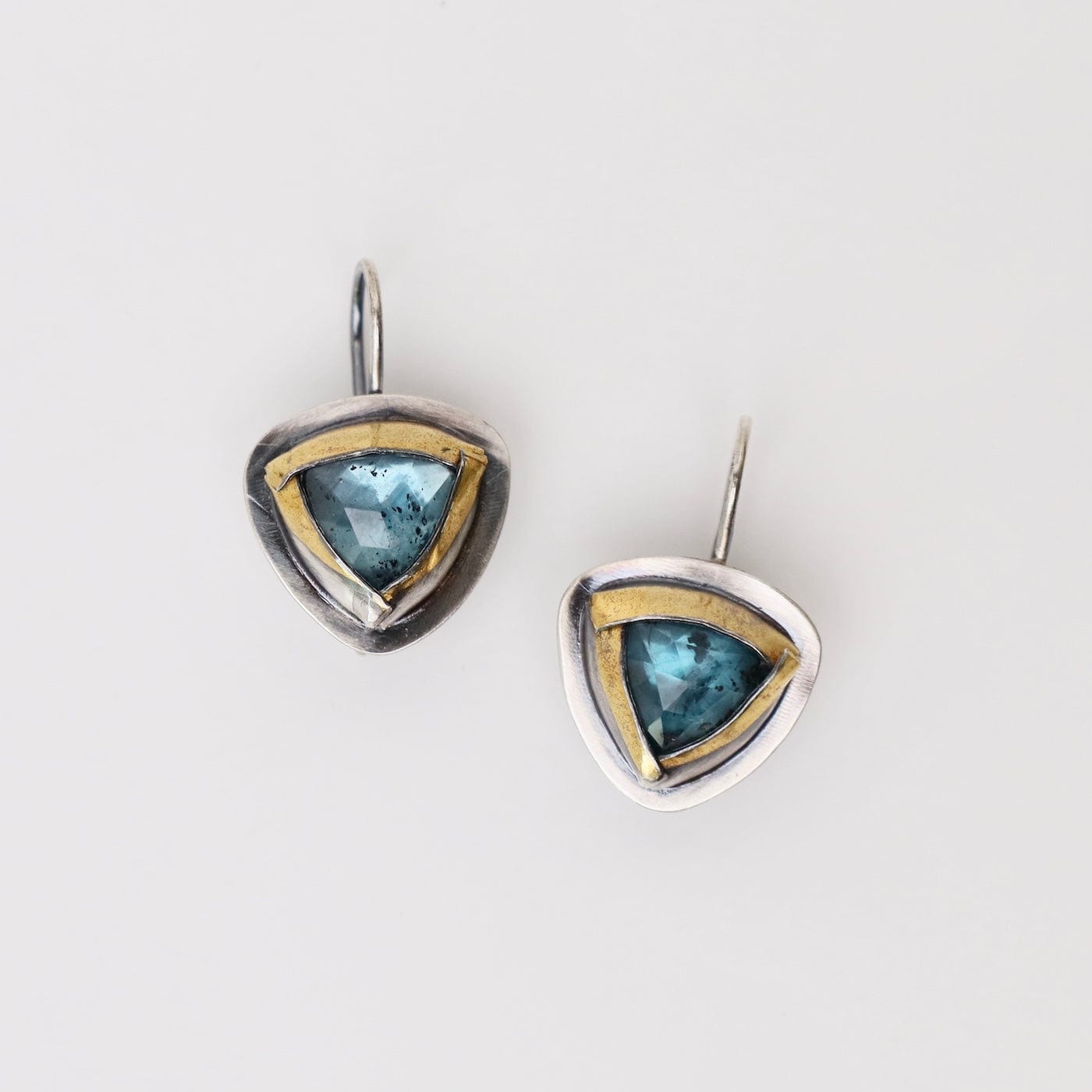 EAR Petite Tri Fold Drop Earrings with Teal Kyanite