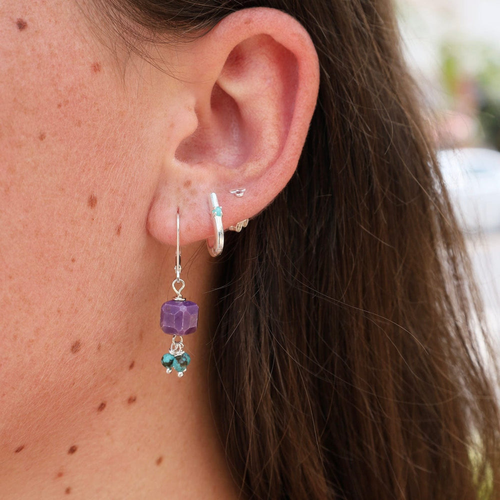 EAR Phosphosiderite Cube Drop Earrings