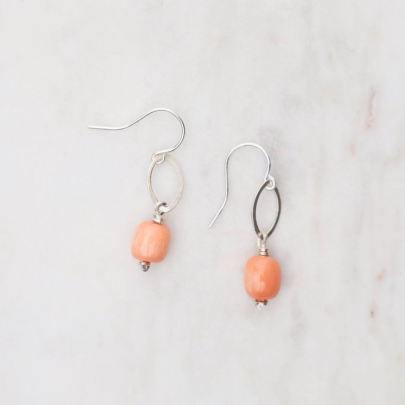 Gems en Vogue Salmon Coral Bead Lever Back Earrings