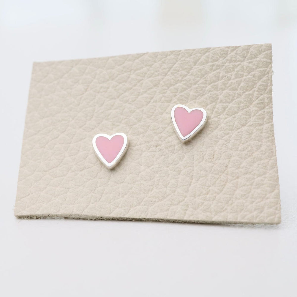 
                      
                        EAR Pink Enamel heart Stud Earrings - Sterling Silver
                      
                    