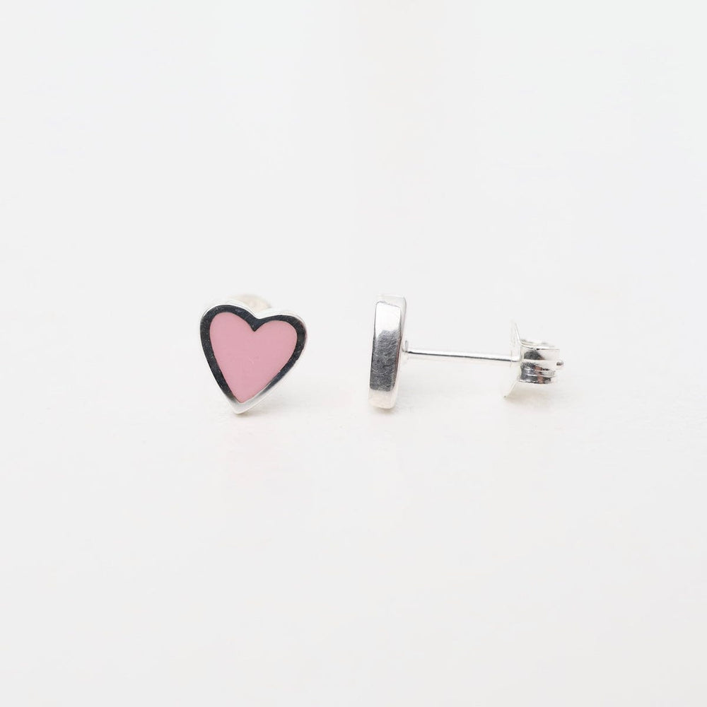 
                      
                        EAR Pink Enamel heart Stud Earrings - Sterling Silver
                      
                    