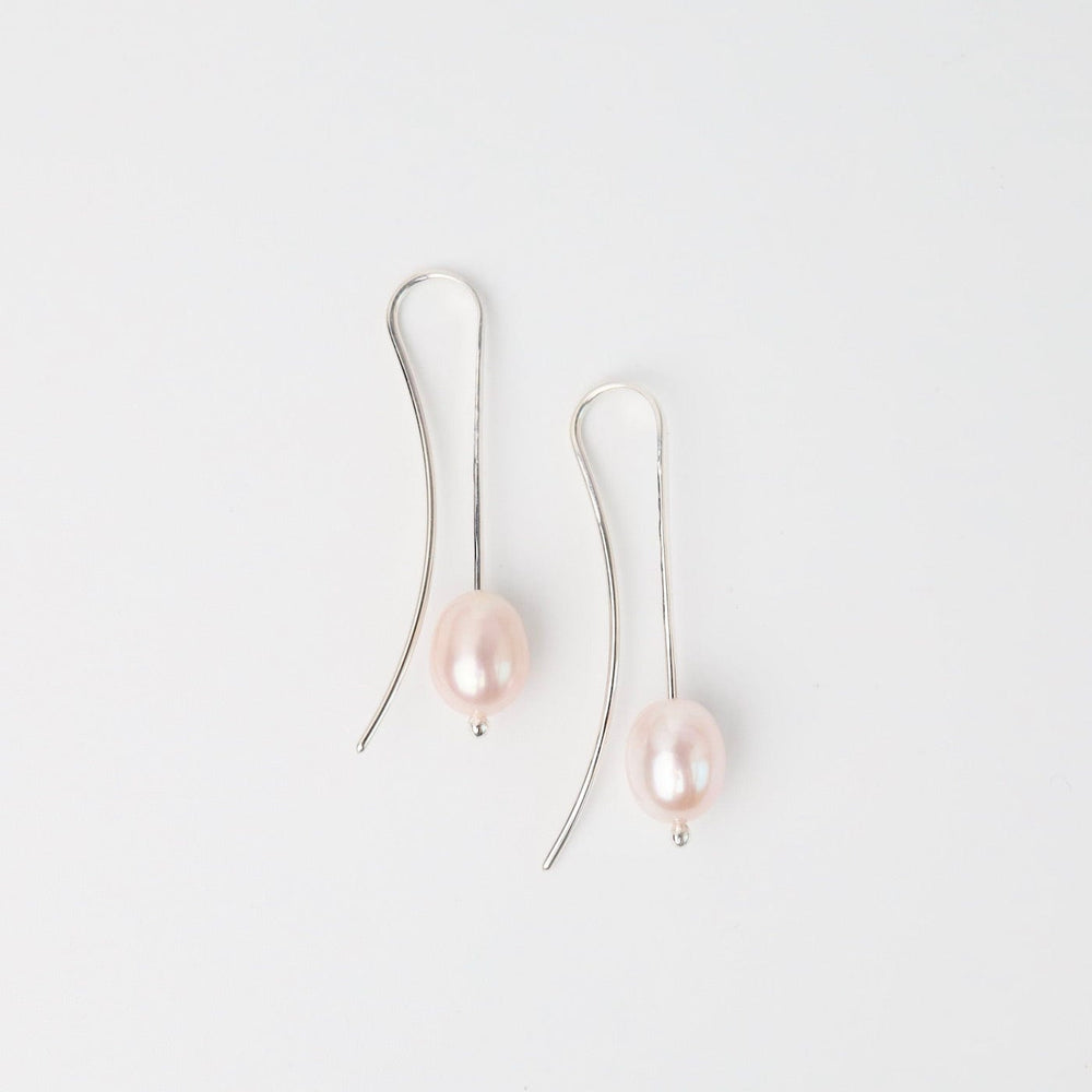 EAR Pink Freshwater Pearl on Long Earwire