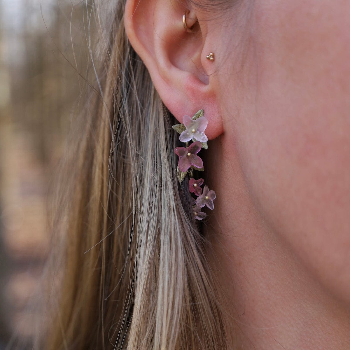 EAR Pink Hydrangea Statement Earrings