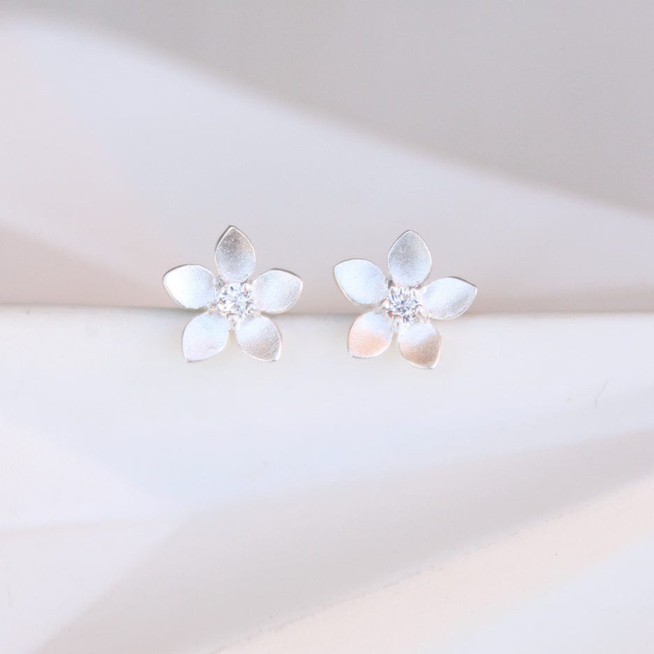EAR Pointed Petal Flowers Stud With CZ
