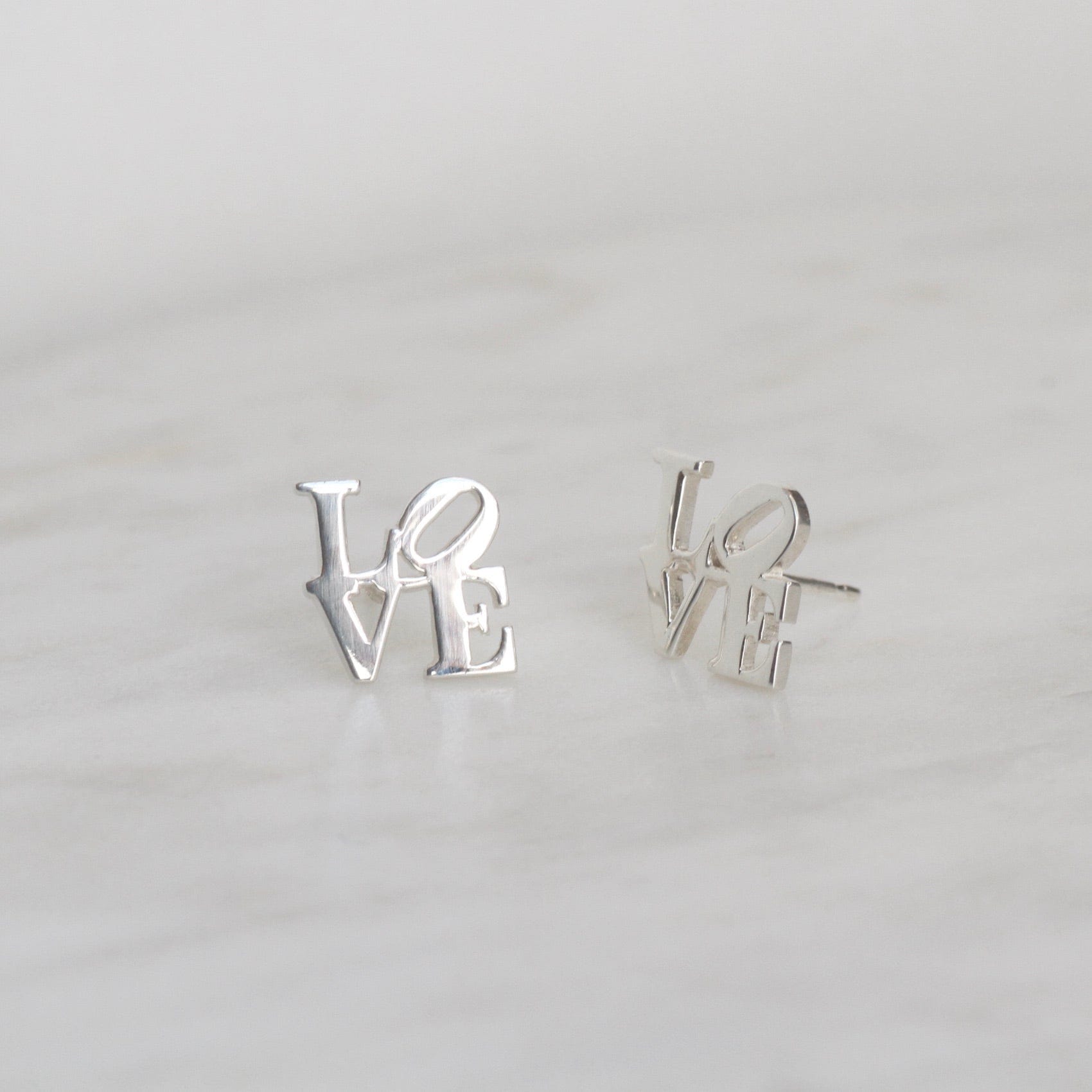 Polished Silver LOVE Stud Earrings – Dandelion Jewelry