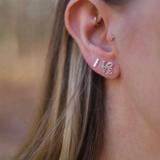 EAR Polished Silver LOVE Stud Earrings