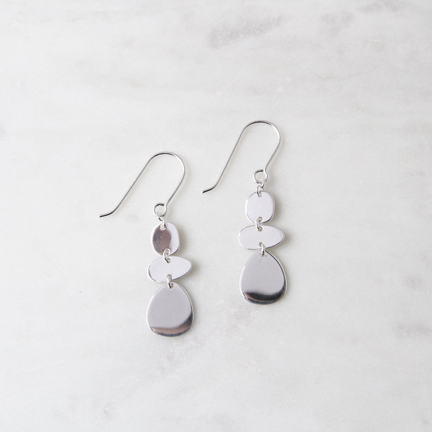 EAR Polished Sterling Silver Organic Shapes Drop Earring