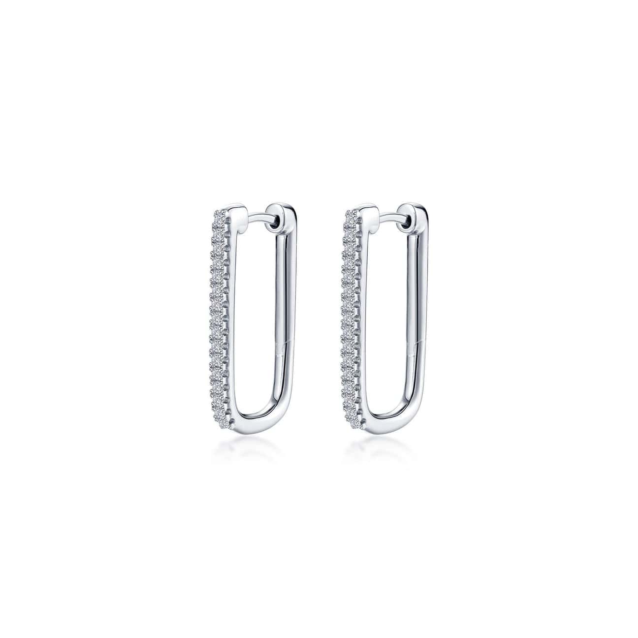 EAR-PPL 25mm x 14.3mm Platinum Plated Rectangle Hoop Earrings