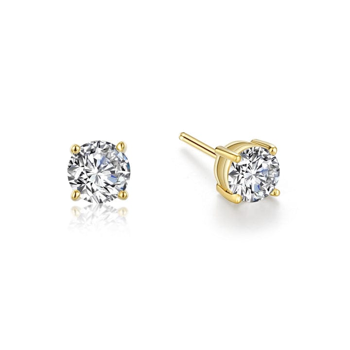 EAR-PPL Gold Plated Silver 1.5 CTW 4 Prong Stud Earrings
