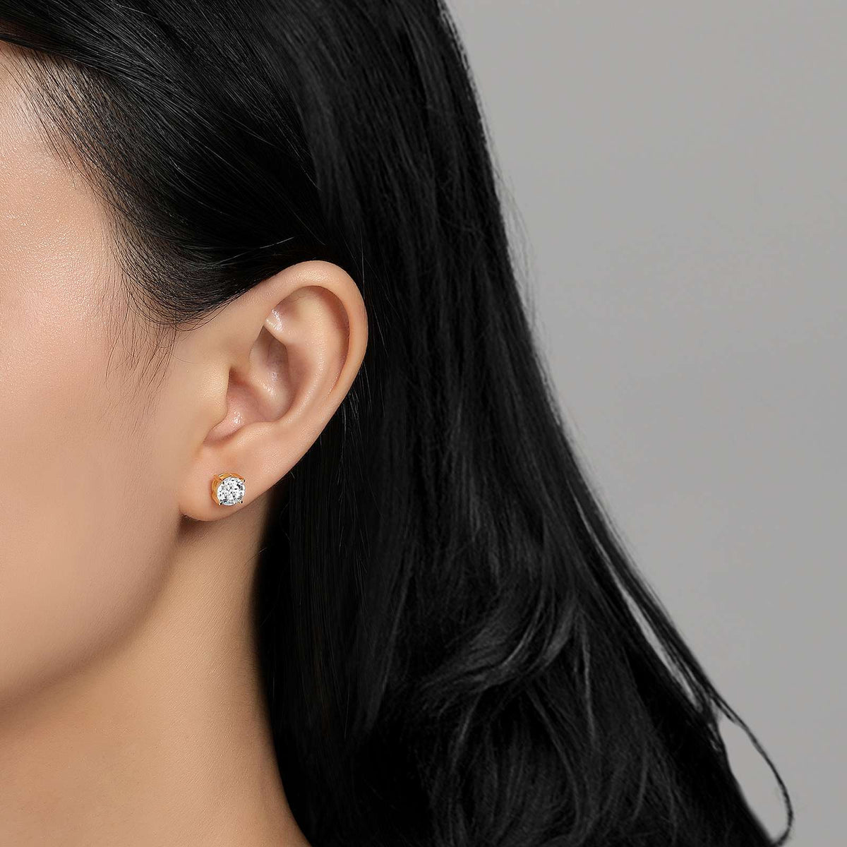 EAR-PPL Gold Plated Silver 2 CTW 4 Prong Stud Earrings